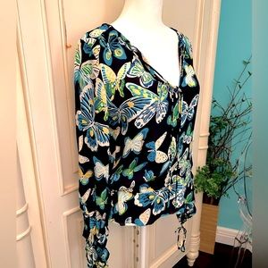 Tory Burch silk butterfly blouse Sz 2